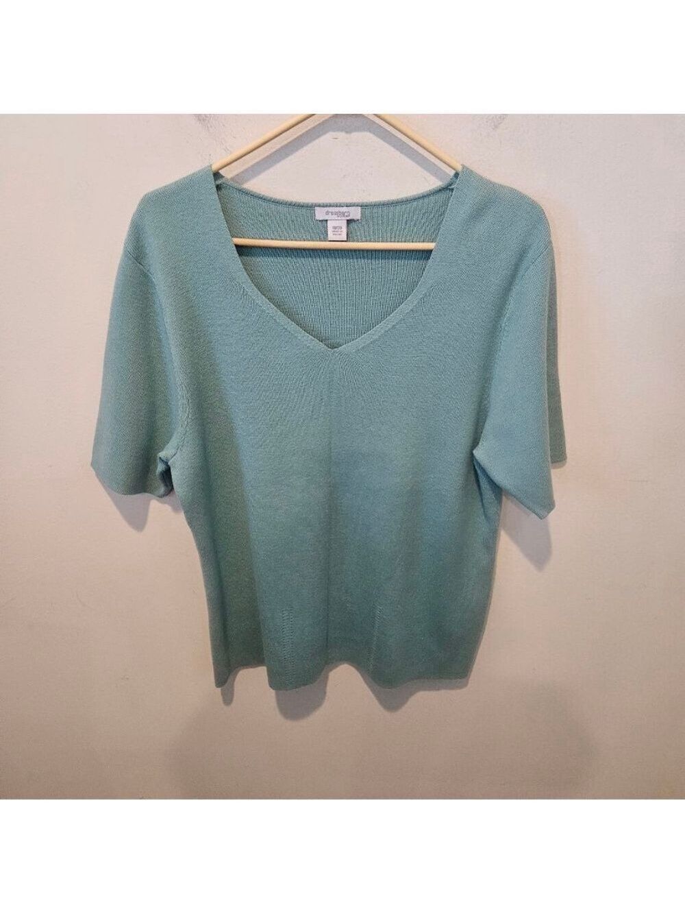 Women's Dressbarn Woman Light Teal V-Neck Knit Sweater Plus Size 18/20